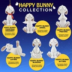 Whimsical White Bunny Christmas Ornament Figurine Holiday Collectible - Happy Bunny Collection - Bunny Lover Gifts For Women, Christmas Tree Ornaments, Bunny Christmas Ornaments -Department 56 Shop 51XNctTyGbL
