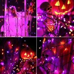 Orange And Purple Halloween Lights, 114ft 300 LED Halloween String Lights With 8 Modes, Waterproof Plug In Orange Purple Fairy Lights For Halloween Party, Garden, Indoor Outdoor Halloween Decor -Department 56 Shop 51XVxEvO9wL