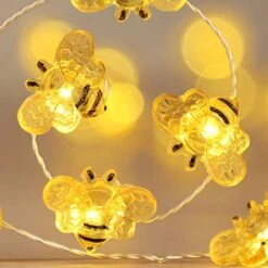 Impress Life Honey Bee Fairy String Lights, 10 Foot 40 LED, USB & Battery Operated 8 Modes With Remote Control For Wedding, Party, Festival, Indoor, Outdoor Decoration -Department 56 Shop 51XfJLwUstL