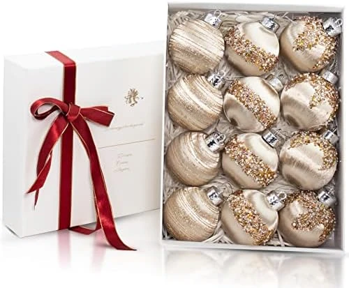 12PCS Silk Christmas Ball Ornaments, Satin Christmas Tree Luxury Vintage Hanging Ornaments, Chrisma Home Decorations For Xmas Tree, Wreath Garland Decor, Wedding (Champagne) 7 12PCS Silk Christmas Ball Ornaments, Satin Christmas Tree Luxury Vintage Hanging Ornaments, Chrisma Home Decorations For Xmas Tree, Wreath Garland Decor, Wedding (Champagne) - Image 7