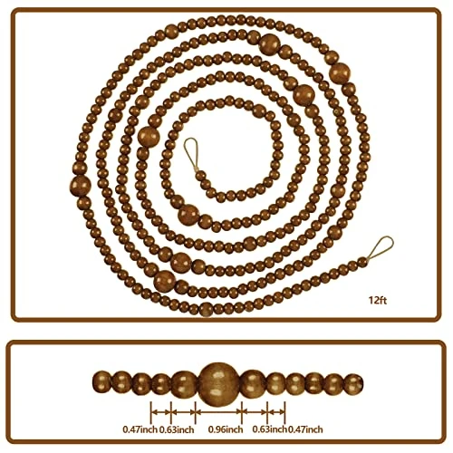 12 Feet Christmas Wooden Beads Xmas Bead Garland Round Craft Bead Garland Farmhouse Bead Garland Vintage Wooden Beads For Christmas Decoration Supplies (Coffee) 1 12 Feet Christmas Wooden Beads Xmas Bead Garland Round Craft Bead Garland Farmhouse Bead Garland Vintage Wooden Beads For Christmas Decoration Supplies (Coffee)