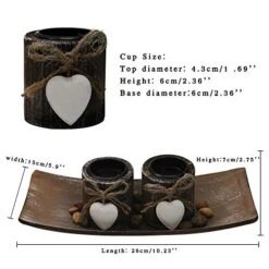 Fovasen Shabby Chic Tea Light Candle Holders, Romantic Valentines Christmas Decor Rustic Candle Holder Set Wooden Votive Candlestick With Tray And Rocks For Coffee Dining Table Center Decor-Set Of 2