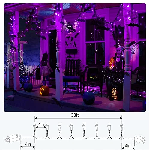 Brizled Purple Halloween Lights, 33ft 100 LED Purple Light 5mm Wide Angle Halloween String Light, 120V UL Certified Connectable Purple Light String For Party Indoor Outdoor Halloween Decor, Black Wire 4 Brizled Purple Halloween Lights, 33ft 100 LED Purple Light 5mm Wide Angle Halloween String Light, 120V UL Certified Connectable Purple Light String For Party Indoor Outdoor Halloween Decor, Black Wire - Image 4