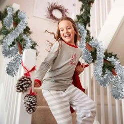 WILLBOND 50 Feet In 1 Piece Christmas Tinsel Garland Metallic Tinsel Twist Garland Christmas Tree Decorations Birthday Wedding New Year Hanging Decorations Party Supplies 3 Inch (Silver) -Department 56 Shop 51XzxTjxD7L