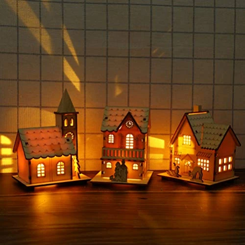NUOBESTY Christmas Scene House Light Up Mini Wood Houses Village Collections Luminous Figurines Tabletop Ornaments For Xmas Decoration 3 NUOBESTY Christmas Scene House Light Up Mini Wood Houses Village Collections Luminous Figurines Tabletop Ornaments For Xmas Decoration - Image 3