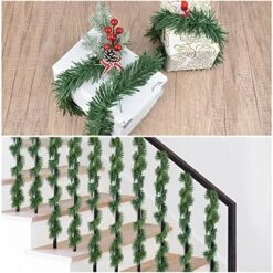 DearHouse 30 Pcs Christmas Garland Ties Artificial Pine Needles,14" Christmas Tree Branches Wired Faux Pine Greenery Stems In Green For Christmas Decoration Craft Gift Wrapping -Department 56 Shop 51YQDJIer0L
