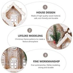 WINOMO Winter Village LED Light Christmas Wood House Lighted Church Santas Wonderland House For Home Desk Decor (No Battery) -Department 56 Shop 51Yv8gCVo2L