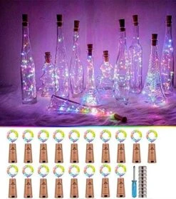 SunKite Wine Bottle String Lights With Cork,18 Pack 20 LED 2M Battery Operated Mini Silver Copper Wire Fairy Lights For DIY Party Wedding Table Centerpieces Decor (Colorful) -Department 56 Shop 51Z5pvvnd7L. AC
