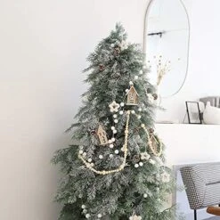 Anntool Wooden Beaded Garland Christmas 7.2 Feet Garland Boho Decorations Wall Hanging Farmhouse Home Decor Rustic Country Holiday Decoration (2 Pack/Total 14.4ft) -Department 56 Shop 51ZgzHPAahL