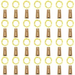 AOTHOD 28 Pack Wine Bottle Lights With Cork – Cork Lights For Wine Bottles 7 Ft Silver Wire Mini Cork Fairy Lights Battery Operated, Tiny Wine Cork Lights For DIY,Party, Wedding,Decor (Warm White)