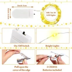 Riakrum 50 Pieces 10ft 30 Valentine's Day LED Fairy Lights Battery Operated Tiny Lights String Small String Lights For Jars Starry Waterproof String Lights For DIY Wedding Party (Warm White)