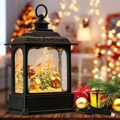 Wondise Christmas Muscal Snow Globe With Timer, USB Plug-in & Battery Operated Spinning Water Glitters Lighted Singing Snow Globe Lantern For Christmas Decorations(Santa) -Department 56 Shop 51ZyvzTirSL. AC