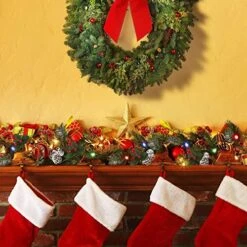 SHareconn 9FT Prelit Artificial Christmas Garland With Multi-Color Lights With Timer By Batteries Operated, Pine Cones And Red Berries For Mantle Stairs Fireplace Xmas Decoration, Indoor Outdoor, Snow 8 SHareconn 9FT Prelit Artificial Christmas Garland With Multi-Color Lights With Timer By Batteries Operated, Pine Cones And Red Berries For Mantle Stairs Fireplace Xmas Decoration, Indoor Outdoor, Snow -Department 56 Shop 51a6DmwvAcL