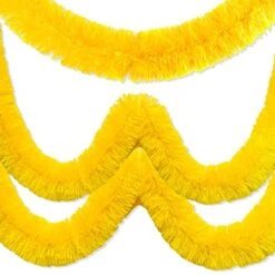 50 Feet Christmas Foil Fringe Garland Metallic Tassle Banner Wall Hanging Tinsel Streamers Backdrop For Parade Floats, Wedding, Birthday, Halloween, Xmas Tree Party Decorations(2" X 50', Yellow)
