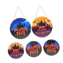 HOMSFOU 6 Pcs Décor House Board Party Pumpkin Happy De Ornaments Signs Printed Indoor Blue Decoration Hanger Decoraciones B Outdoor Porch Hangers Woodsy Supply Ornament Para -Department 56 Shop 51aRWGbcbRL