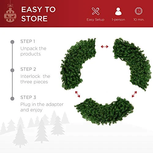 Best Choice Products 60in Large Artificial Pre-Lit Fir Christmas Wreath Holiday Accent Decoration For Door, Mantel W/ 300 LED Lights, 930 PVC Tips, Power Plug-in 4 Best Choice Products 60in Large Artificial Pre-Lit Fir Christmas Wreath Holiday Accent Decoration For Door, Mantel W/ 300 LED Lights, 930 PVC Tips, Power Plug-in - Image 4