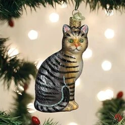 Old World Christmas Ornaments Tabby Cat Glass Blown Ornaments For Christmas Tree -Department 56 Shop 51aot02SqOL