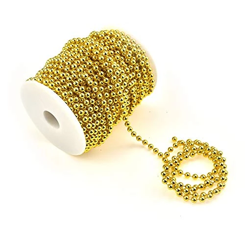 KUPOO 82FT Christmas Tree Beads Artificial Pearls Beads 6MM Garland Plastic Beads Roll For Christmas Wedding DIY Decoration (Gold) 2 KUPOO 82FT Christmas Tree Beads Artificial Pearls Beads 6MM Garland Plastic Beads Roll For Christmas Wedding DIY Decoration (Gold) - Image 2