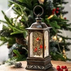 TIJNN Snow Globe Lantern Water Sparkling Santa Claus And Christmas Tree Scene, Battery And USB Powered Home Decoration Lights Birthday -Department 56 Shop 51ayxsEba7L. AC
