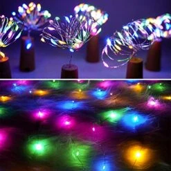 SunKite Wine Bottle String Lights With Cork,18 Pack 20 LED 2M Battery Operated Mini Silver Copper Wire Fairy Lights For DIY Party Wedding Table Centerpieces Decor (Colorful) -Department 56 Shop 51b1BDOXOgL
