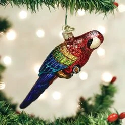 Old World Christmas Ornaments: Bird Watcher Collection Glass Blown Ornaments For Christmas Tree, Parrot