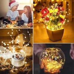 JETENCN 12 Pack 6.9ft 20 LED Fairy Lights Battery Operated, Waterproof Copper Wire Lights, Mini String Lights Firefly Starry Lights For Christmas Wedding Party Mason Jar Decoration (Warm White) -Department 56 Shop 51bRjlBXXDL