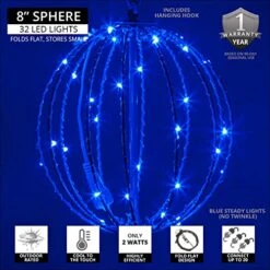 8" LED Fairy Light Ball – Indoor/Outdoor Fairy Lights Decoration With Fairy Mini Lights, Sphere Light Fold Flat Metal Frame (Blue Lights/Blue Frame) 8 8" LED Fairy Light Ball – Indoor/Outdoor Fairy Lights Decoration With Fairy Mini Lights, Sphere Light Fold Flat Metal Frame (Blue Lights/Blue Frame) -Department 56 Shop 51bVQ7ISKhL