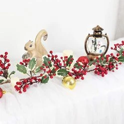 Lvydec Red Berry Garland Christmas Decoration Clearance - 7ft Artificial Red Berry Garland With Pine Cone And Green Leaves For Holiday Fireplace Stairs Table Decorations -Department 56 Shop 51bdosbsYZL