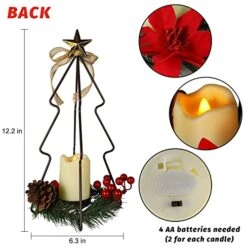 MorTime Set Of 2 Christmas LED Candle Lantern Lights, Metal Christmas Tree & Snowman With LED Candle Berries Pinecones For Christmas Decorations -Department 56 Shop 51bnrI0xmVL