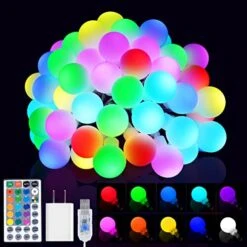 18 Colors Globe Room Lights, 16.5ft 50LED String Lights Bedroom USB Plug In, Indoor String Lights Hanging For Classroom Decor Christmas Easter Camping Dorm Tapestry Birthday Garden Patio Party Pastel