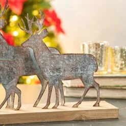Glitzhome Christmas Table Decorations 12.81 Inches Metal Christmas Reindeer Decor Galvanized Deer Decoration For Home Country Christmas Decor Rustic Xmas Desk Decoration -Department 56 Shop 51bwfhI6QzL