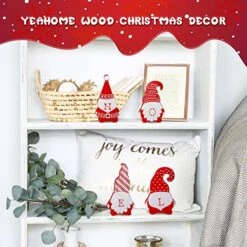 YEAHOME Gnome Christmas Decorations, Noel Wooden Blocks Christmas Table Decor, 4pcs Rustic Christmas Gnomes Ornaments Farmhouse Xmas Decor For Home, Tiered Tray, Shelf, Tabletop Fireplace -Department 56 Shop 51bxVS7u73L