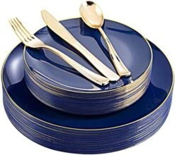 YOUBET 125Pieces Thanksgiving Plastic Plates&Gold Plastic Silverware Gold Plastic Plates With Gold Rim Include 25Dinner Plates,25Salad Plates,25Knives,25Forks,25Spoons Supplies For Thanksgiving -Department 56 Shop 51c11AuOYML. AC