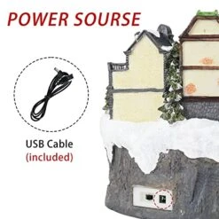 MUMTOP Christmas Village House Decoration, Colourful LED Lights Light Up Bell Tower And Buildings, Rotating Christmas Trees And Railway Train, Music Rendering Atmosphere -Department 56 Shop 51cBkjd6XbL