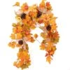 6FT Fall Garland With Pumpkins, MISSPIN Maple Garland For Fall Decor, Hanging Vine Garland For Thanksgiving Decor, Home Wedding Fireplace Party Christmas -Department 56 Shop 51cPfDTAQUL