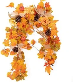 6FT Fall Garland With Pumpkins, MISSPIN Maple Garland For Fall Decor, Hanging Vine Garland For Thanksgiving Decor, Home Wedding Fireplace Party Christmas -Department 56 Shop 51cPfDTAQUL. AC