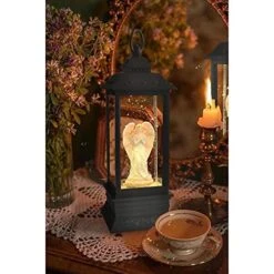 YUROZAC Musical Snow Globe Lantern With Timer, Lighted USB Lined/Battery Operated Swirling Singing Water Glittering Lantern, Snow Globes Lantern For Adults And Kids Christmas Decoration- Angel