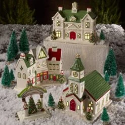 Spode – Christmas Tree Collection Miniature Christmas Village Church, Figural Decoration, LED, Measures At 6.5", Made Of Dolomite