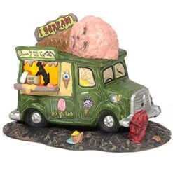 Department 56 Snow Village Halloween Accessories I Scream Ice Cream Truck Lit Figurine, 4.72 Inch, Multicolor