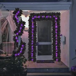 FINGOOO 2 Pack Black Garland Halloween,5.9Ft Black Vines Maple Leaf With Purple Lights For Fireplace Stairs Party Hanging Decor 10 FINGOOO 2 Pack Black Garland Halloween,5.9Ft Black Vines Maple Leaf With Purple Lights For Fireplace Stairs Party Hanging Decor -Department 56 Shop 51d25AwTFOL