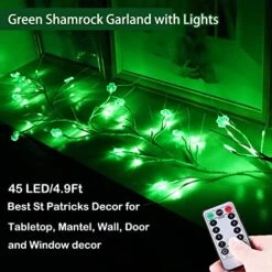 GENERIC 45LED St Patricks Day Garland Lights For St Patricks Day Decorations, 8 Modes Shamrock St Patricks Day Lights Battery Operated Shamrock Lights St Patricks Decor For The Home Wall Door Table Mantel -Department 56 Shop 51dH19YkNjL