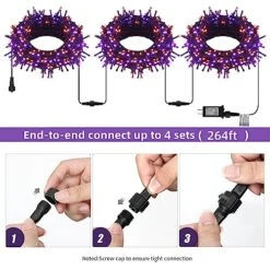 HOME LIGHTING Halloween Lights, 66FT 200 LED Plug In Green Wire String Light, 8 Lighting Modes Waterproof Fairy Mini Lights For Indoor Outdoor Christmas Wedding Party Decorations (Orange & Purple) -Department 56 Shop 51dYPdhhfBL