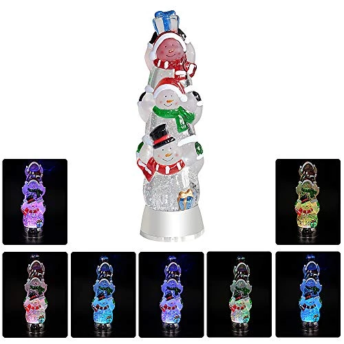 Wondise Lighted Snow Globe Lamp With 6 Hour Timer, Color Changing Battery Operated Snow Globe Lantern Glitter Swirling Christmas Decoration(3-Tiers Snowman, 3.7 X 12.5 Inches) 2 Wondise Lighted Snow Globe Lamp With 6 Hour Timer, Color Changing Battery Operated Snow Globe Lantern Glitter Swirling Christmas Decoration(3-Tiers Snowman, 3.7 X 12.5 Inches) - Image 2