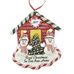 First Christmas In A New Home 2023 For A Couple Personalized Ornament By Calliope Designs - Handcrafted - 4.5" Tall - Customization Of Names, Year, Phrase - A Keepsake For New Home Owners