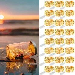 WERTIOO 24 Pack Fairy Lights Battery Operated, 6.5ft 20 LED String Lights Flexible Silver Wire Mini Fairy String Lights For Indoor Mason Jars Wedding Party Christmas Decor