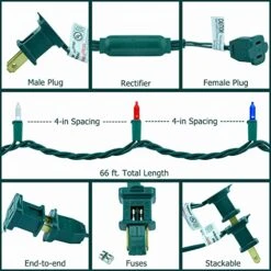 YULETIME Red White & Blue LED Christmas Lights With Green Wire, 66 Feet 200 Count UL Certified Commercial Grade String Light Set For Independence Day Patriotic Holidays (Red White & Blue) 21 YULETIME Red White & Blue LED Christmas Lights With Green Wire, 66 Feet 200 Count UL Certified Commercial Grade String Light Set For Independence Day Patriotic Holidays (Red White & Blue) -Department 56 Shop 51eGvvSWIiL