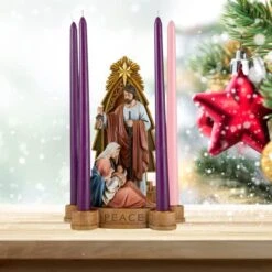 Good News Holy Family Advent Candleholder With Engraved Scripture, Religious Christmas Figurine For Indoor, Christmas Decorations For Home, 10.75 Inch -Department 56 Shop 51eadUwmreL