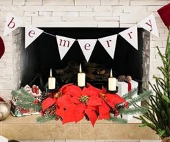 DearHouse 22Inch Christmas Candle Holder Centerpiece, Poinsettia And Red Berry Table Centerpiece With 3 Candle Holders Table Accent Centerpiece For Festival Home Decoration -Department 56 Shop 51ebhqARdQL