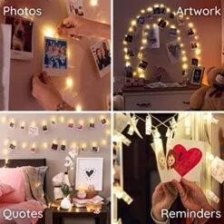 Mind-Glowing Photo Clip String Lights - Hanging Pictures Fairy Lights For Bedroom, Gifts For Teenage Girls 10-14 Year Old, Cute Room Decor For Teen Girls - Teen Girls Trendy Stuff (50 LED, 16.4 Ft) -Department 56 Shop 51edw43W1UL