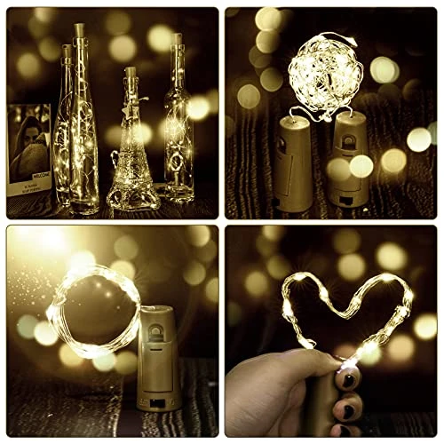 AOTHOD 28 Pack Wine Bottle Lights With Cork – Cork Lights For Wine Bottles 7 Ft Silver Wire Mini Cork Fairy Lights Battery Operated, Tiny Wine Cork Lights For DIY,Party, Wedding,Decor (Warm White) 4 AOTHOD 28 Pack Wine Bottle Lights With Cork – Cork Lights For Wine Bottles 7 Ft Silver Wire Mini Cork Fairy Lights Battery Operated, Tiny Wine Cork Lights For DIY,Party, Wedding,Decor (Warm White) - Image 4
